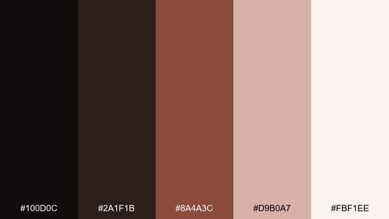 terracotta dusk onyx color palette with hex codes