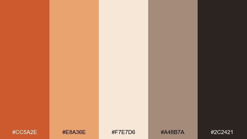terracotta linen pumpkin color palette with hex codes