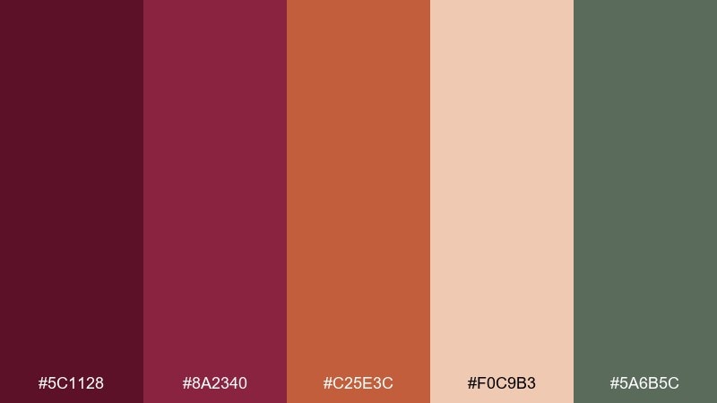 terracotta merlot color palette with hex codes