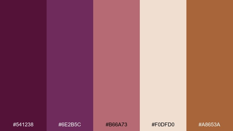 terracotta merlot purple wine color palette with hex codes