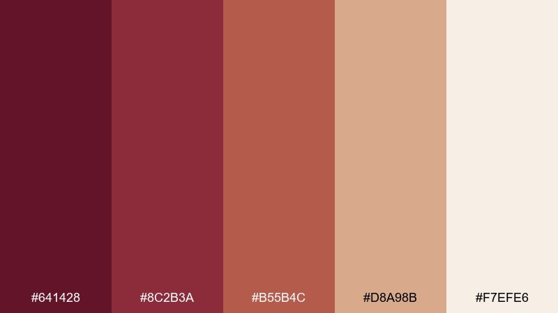 terracotta merlot table color palette with hex codes