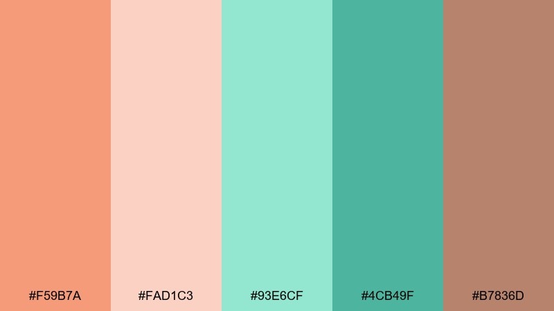 terracotta mint peach mint color palette with hex codes