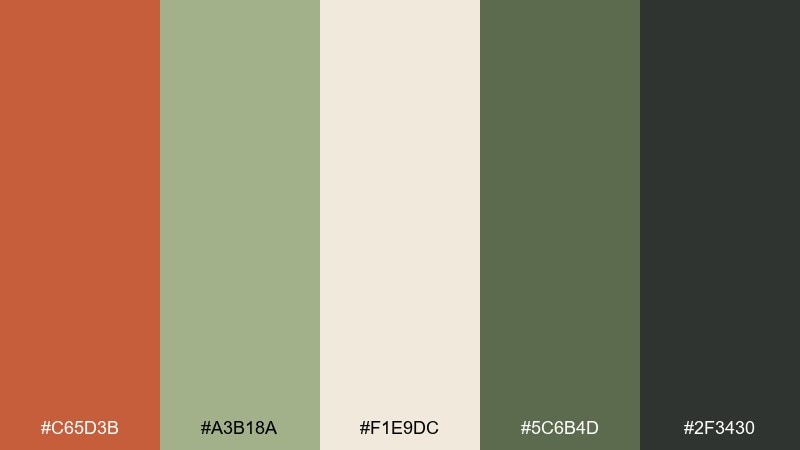 terracotta sage studio burnt sienna color palette with hex codes