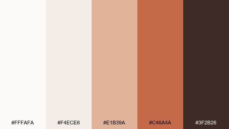 terracotta snow snow white color palette with hex codes