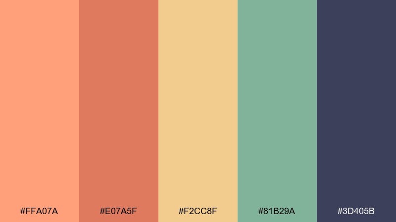 terracotta spa light salmon color palette with hex codes