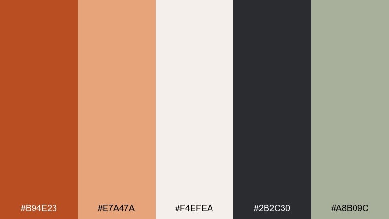 terracotta studio dark orange color palette with hex codes