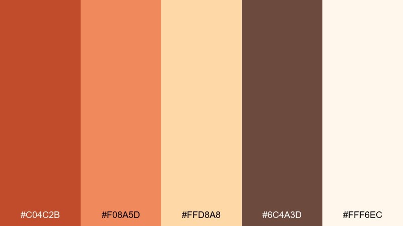 terracotta sunset red rust color palette with hex codes