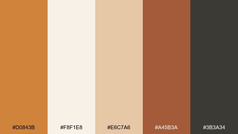 terracotta whisper raw sienna color palette with hex codes