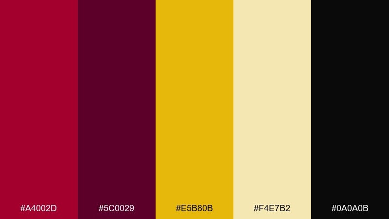 theater curtain luxe color palette with hex codes