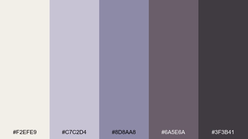 thistle and dusk cottagecore color palette with hex codes