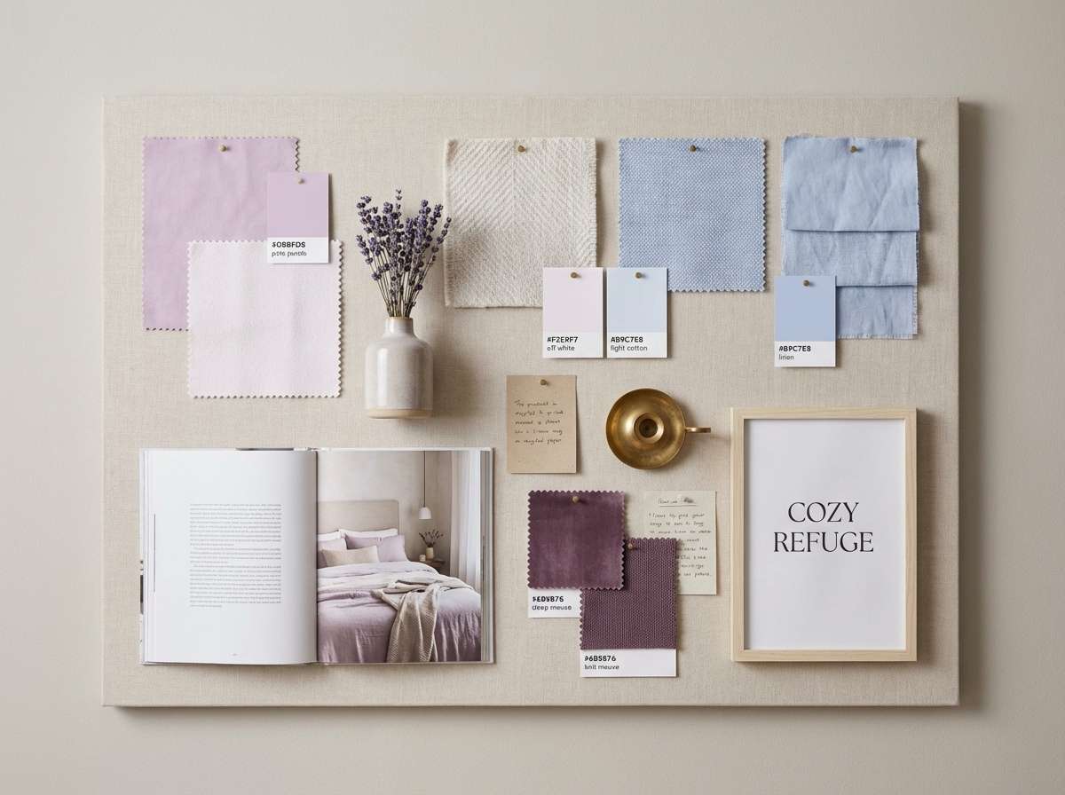 lavender bedroom moodboard
