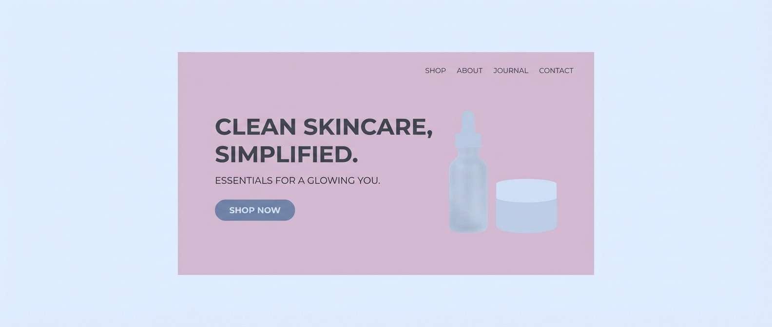 frosted skincare hero layout