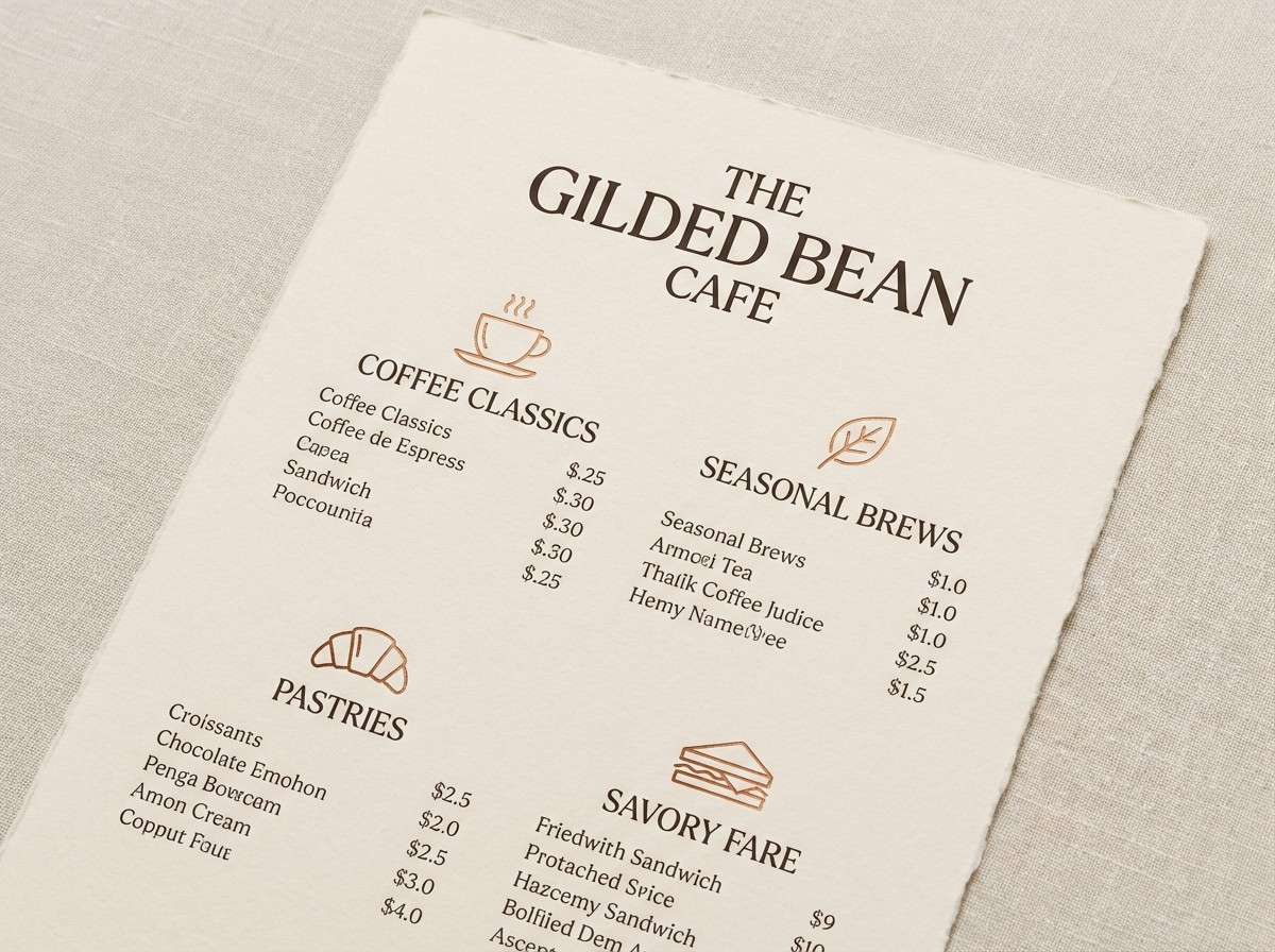 cafe menu layout