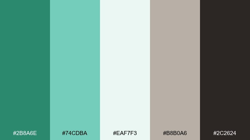 tidepool neutrals sea green color combination with hex codes