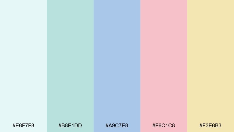 tidepool pastels coastal color palette with hex codes