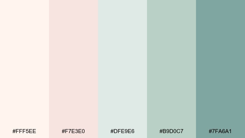 tidepool pastels seashell color palette with hex codes