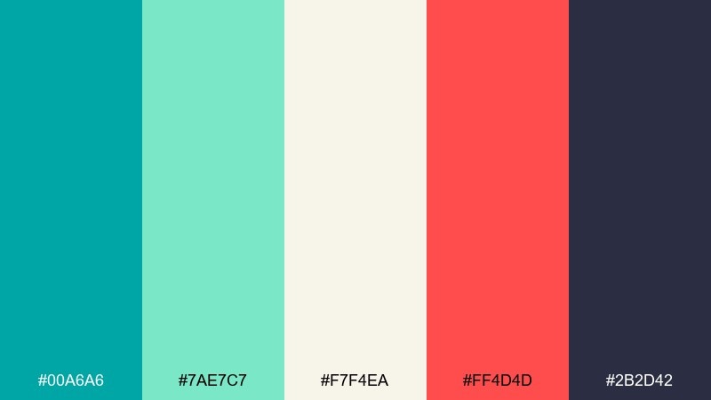 tidepool pop lighthouse color palette with hex codes