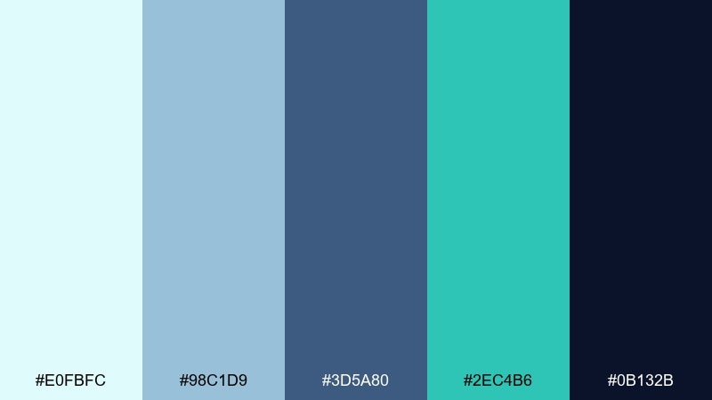 tidepool teal color palette with hex codes