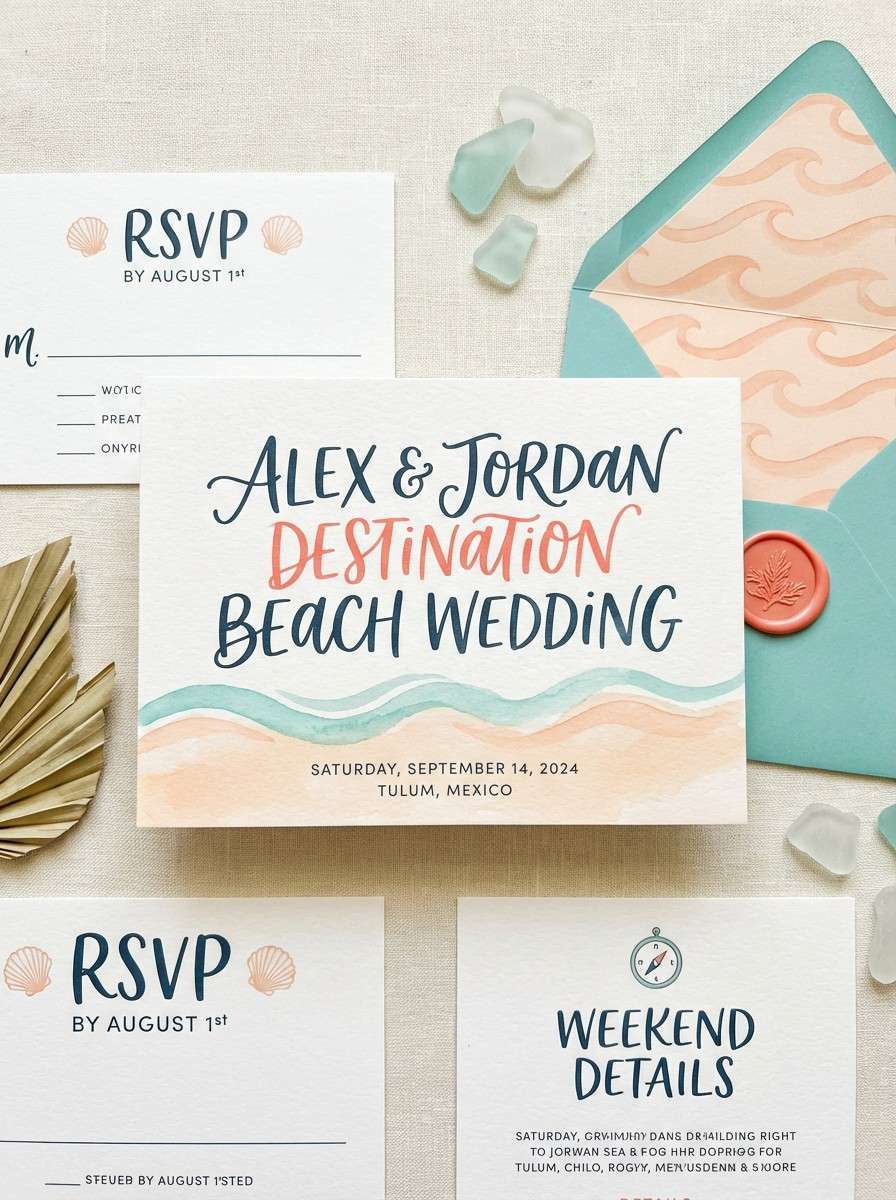 beach wedding invites