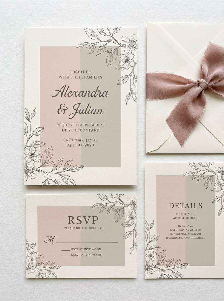 blush greige invitation