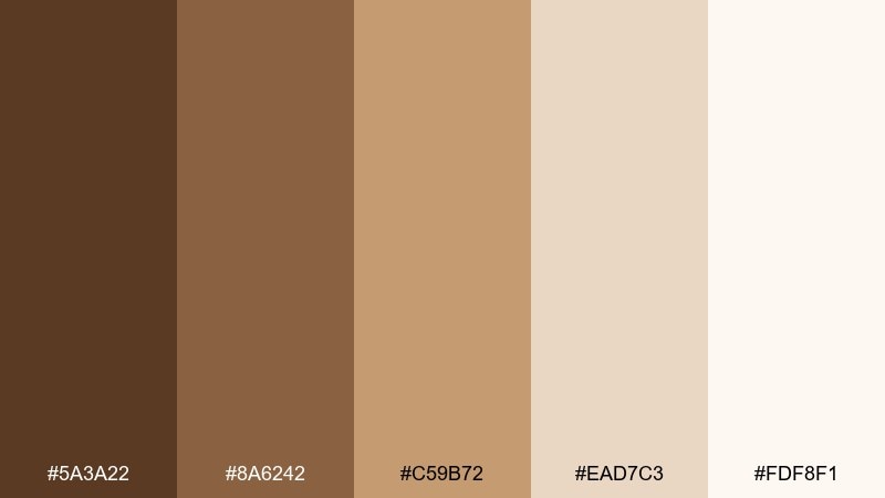 toasted almond chocolate color palette with hex codes