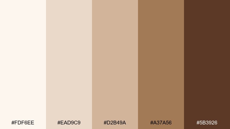 toasted almond color palette with hex codes