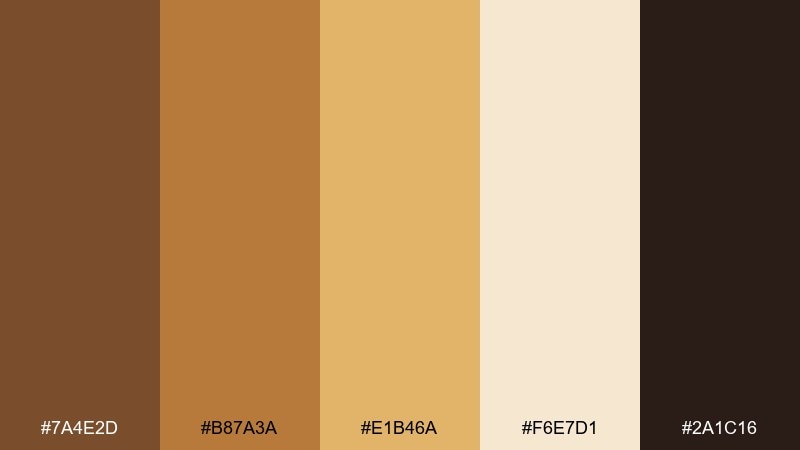 toasted caramel golden brown color palette with hex codes