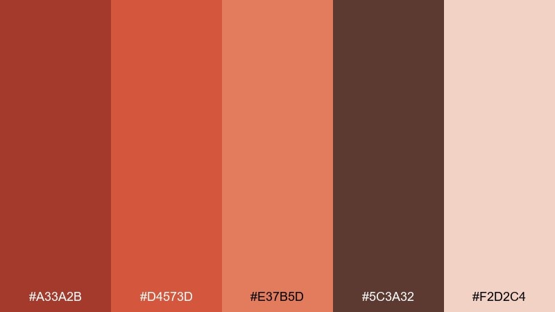 toasted clay flame color palette with hex codes