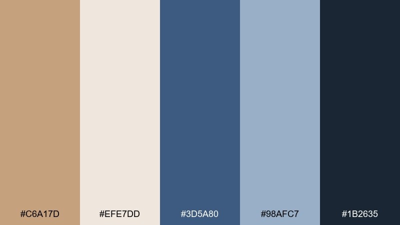 toasted denim color palette with hex codes