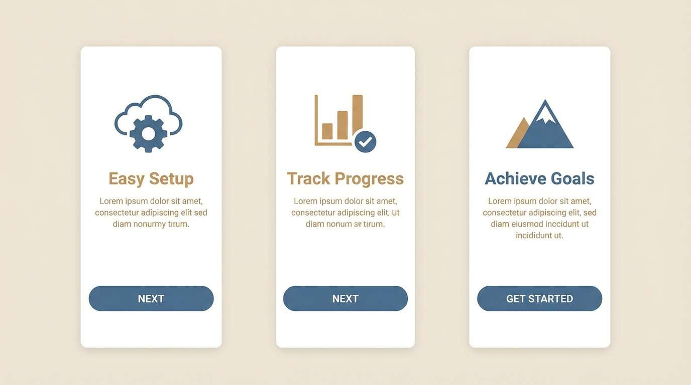onboarding ui in denim tones