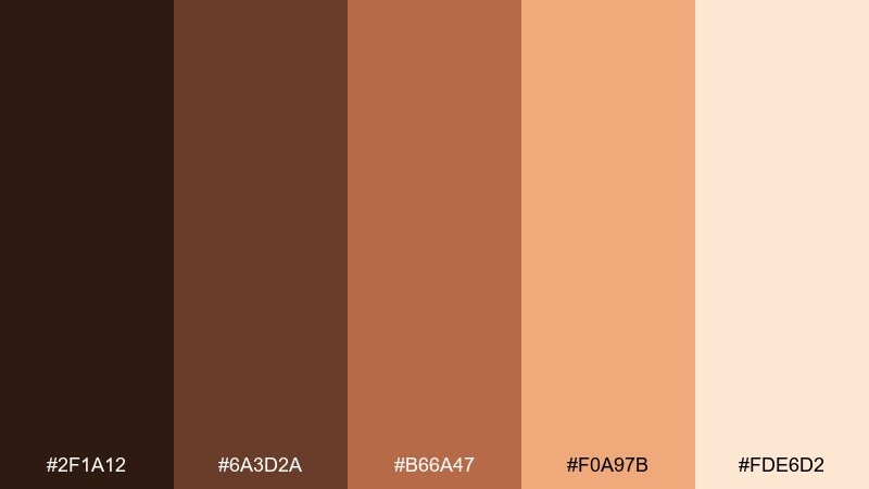 toasted nectar brown peach color palette with hex codes