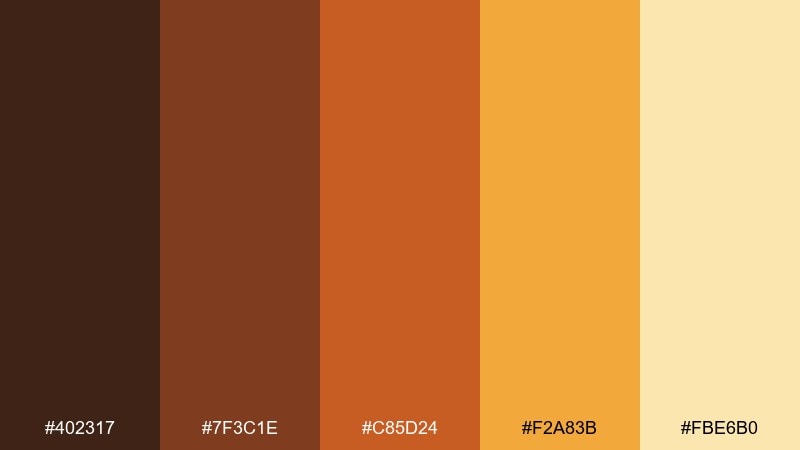toasted saffron color palette with hex codes