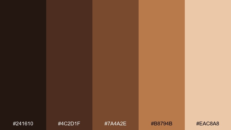 toffee bean coffee color palette with hex codes