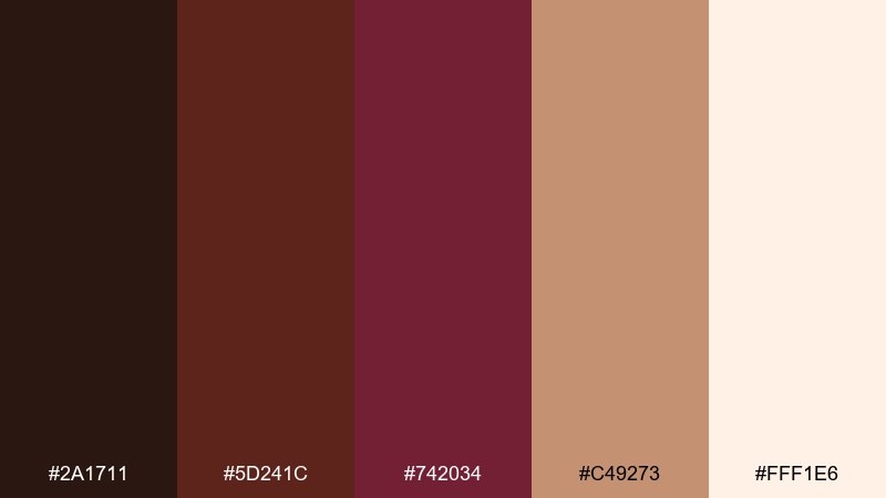 toffee bordeaux color palette with hex codes