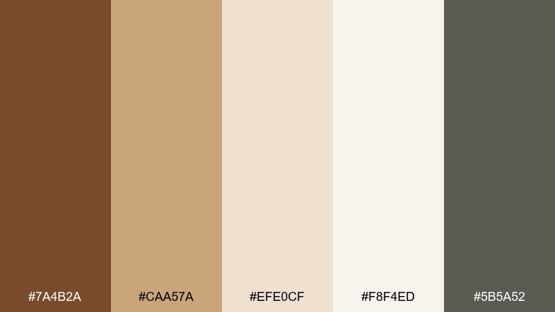 toffee linen coffee brown color palette with hex codes