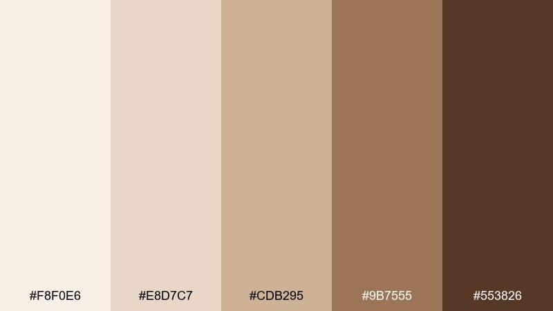 toffee linen coffee cream color palette with hex codes