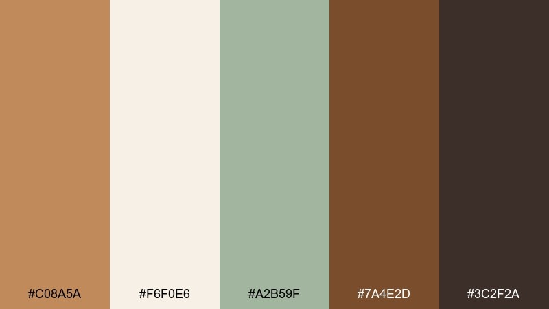 toffee orchard color palette with hex codes