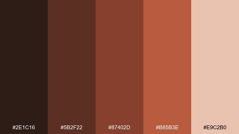toffee rust color palette with hex codes