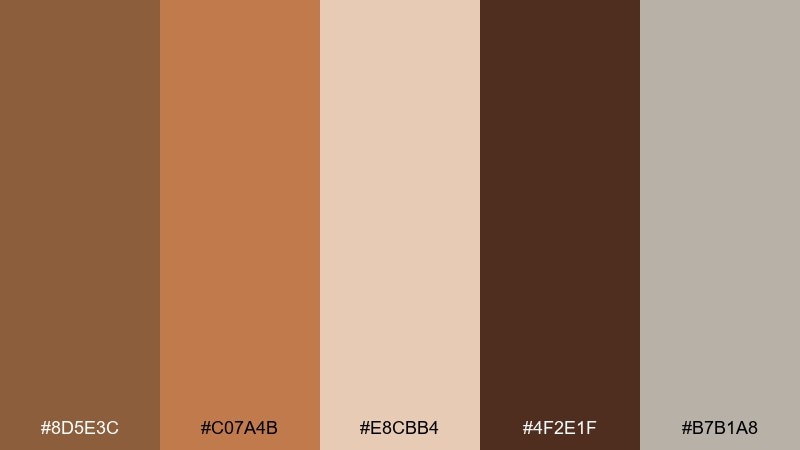 toffee terracotta dark tan color palette with hex codes