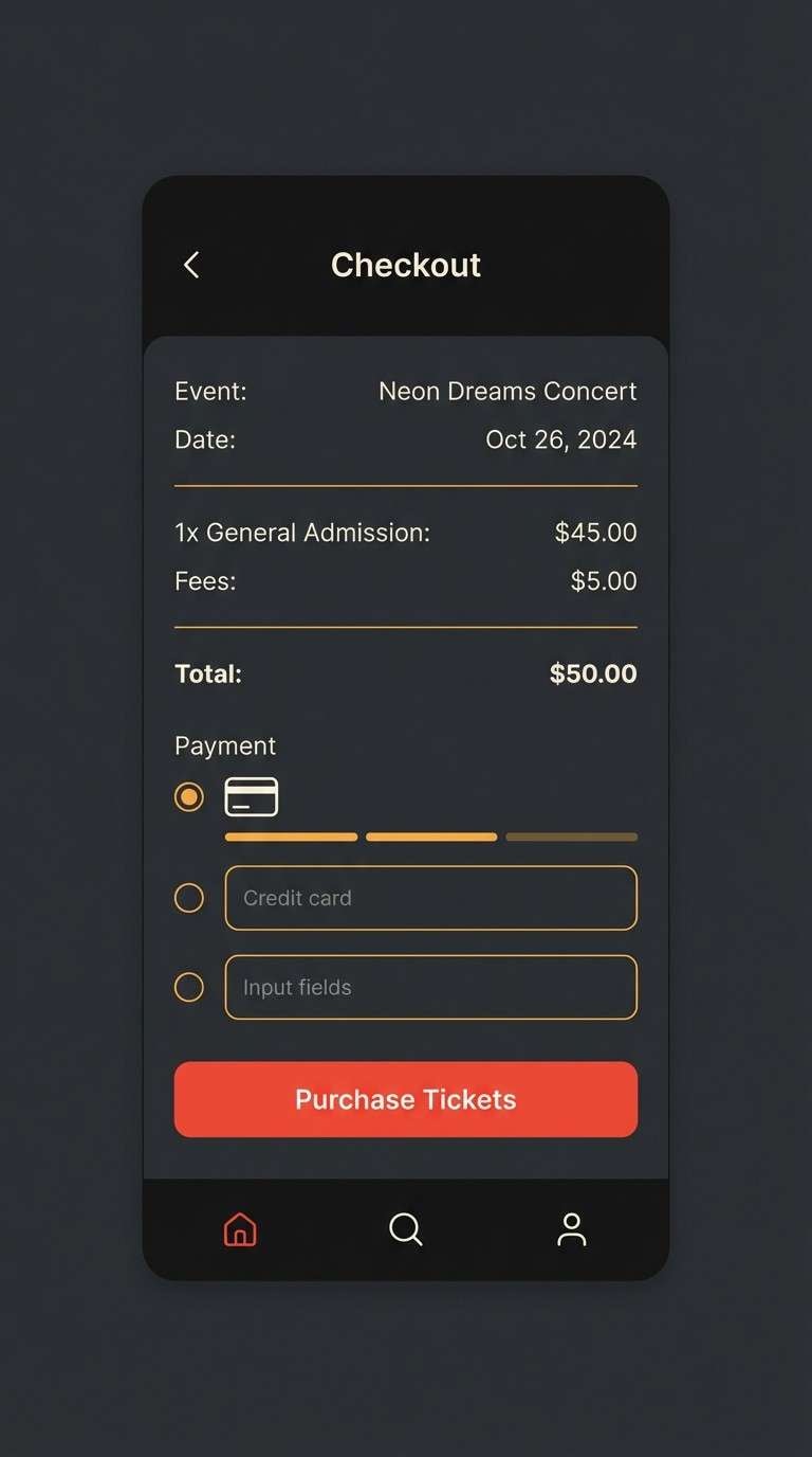 event ticket ui mockup