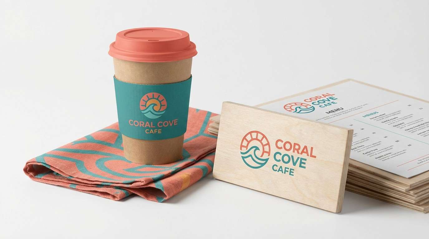 beach cafe branding mockup
