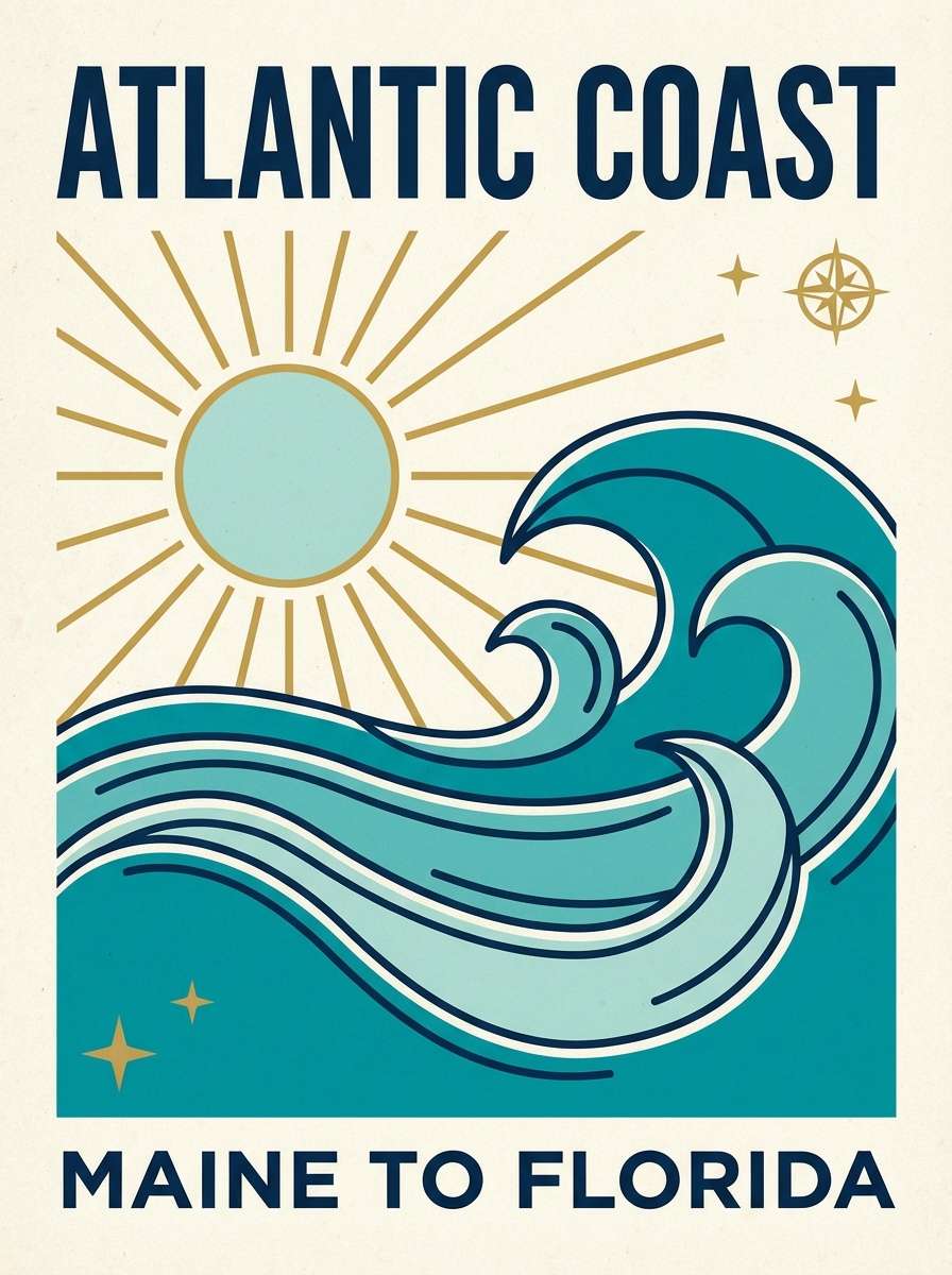 coastal travel poster design