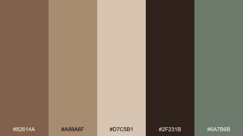 trail mix neutral dark tan color palette with hex codes