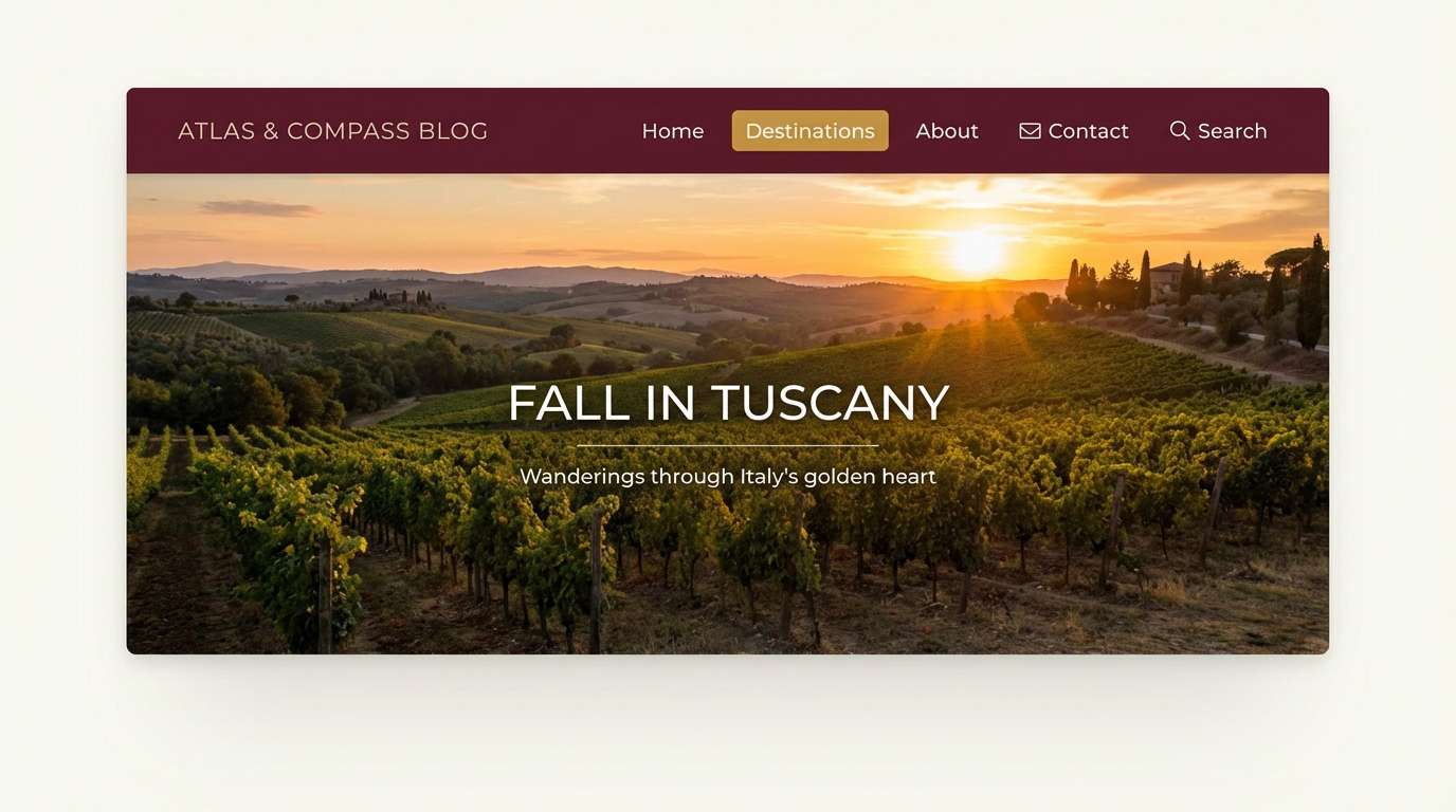 travel blog header ui