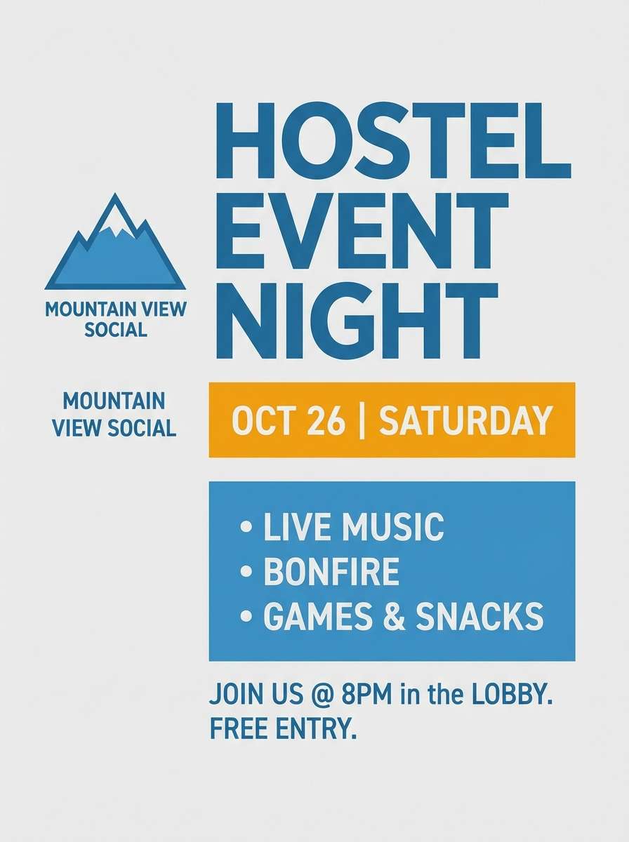 hostel event flyer