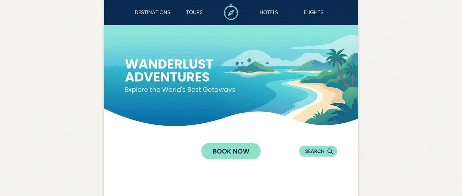 navy mint travel header ui