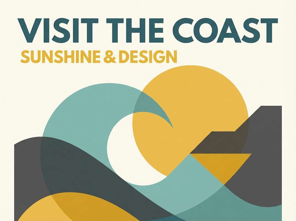 coastal teal travel poster