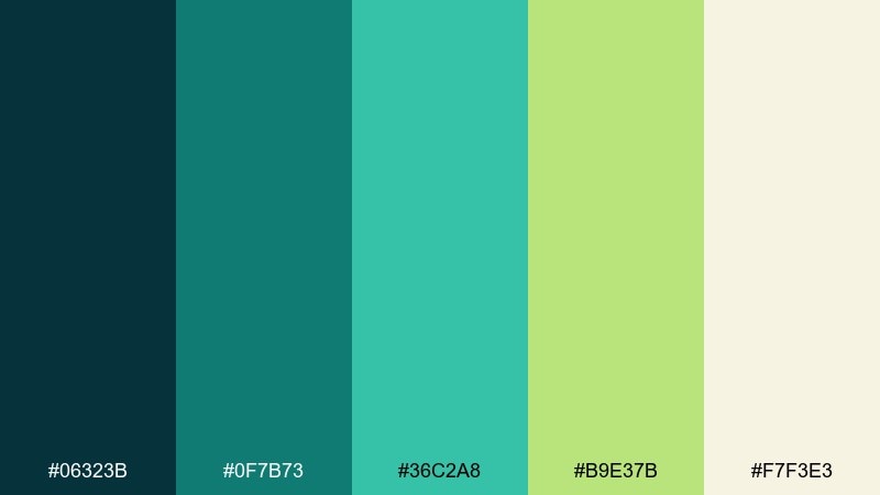 tropical backwater river color palette with hex codes