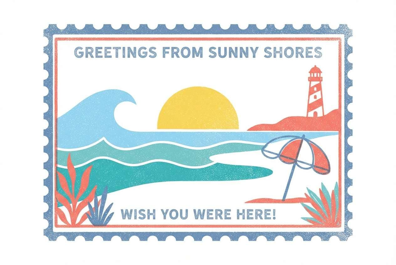 retro beach postcard design