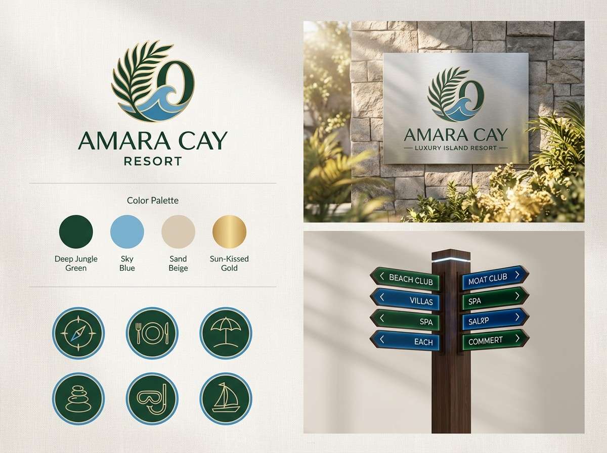 resort branding identity board